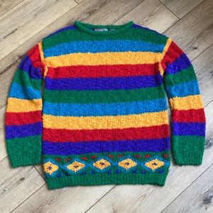 Vintage 80s Gitano Plus Size 42 Knit Sweater Womens  Chunky Color Block …